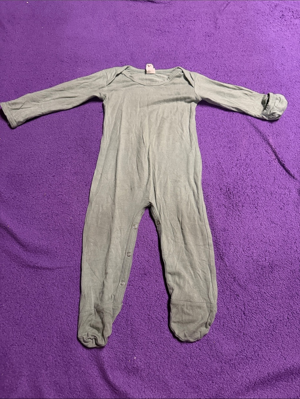 kate quinn Gray Long-Sleeve Footed One-Piece
